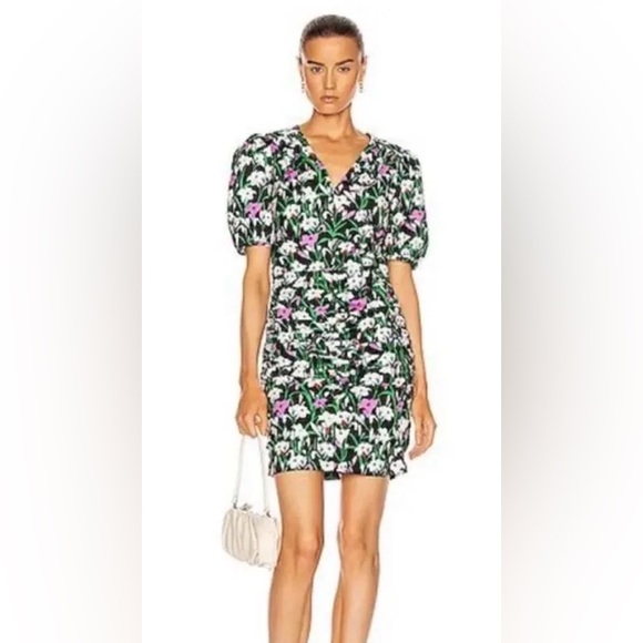 Veronica Beard Dresses & Skirts - Veronica Beard Janis Ruched Floral Mini Dress Poplin Bubble Sleeves Designer 6